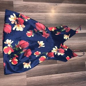 Navy blue flower print dress